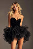 Load image into Gallery viewer, Women Black Tulle A Line Short Prom Dress with Ruffles Ruched Strapless Cocktail Dress
