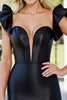Load image into Gallery viewer, Black Satin Bodycon Short Prom Dress with Ruffles
