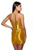 Load image into Gallery viewer, Golden Bodycon Satin Short Corset Prom Dress