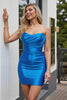 Load image into Gallery viewer, Royal Blue Bodycon Sweetheart Satin Short Prom Dress