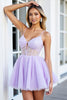 Load image into Gallery viewer, Sparkly Lilac Tulle A Line Corset Short Prom Dress