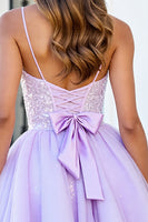 Load image into Gallery viewer, Sparkly Lilac Tulle A Line Short Corset Prom Dress