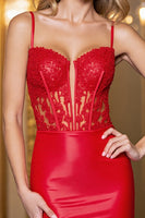 Load image into Gallery viewer, Red Bodycon Satin Short Prom Dress with Appliques