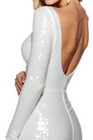 Load image into Gallery viewer, Sparkly White Bodycon Sequin Backless Short Prom Dress