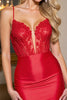 Load image into Gallery viewer, Corset Red Satin Bodycon Short Prom Dress with Appliques