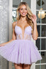 Load image into Gallery viewer, Lilac Tulle A Line Corset Short Prom Dress with Appliques