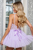 Load image into Gallery viewer, Lilac Tulle A Line Corset Short Prom Dress with Appliques