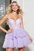 Load image into Gallery viewer, Lilac A Line Tulle Corset Short Prom Dress with Bow