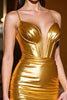 Load image into Gallery viewer, Golden Satin Bodycon Corset Short Prom Dress