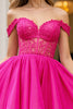 Load image into Gallery viewer, Fuchsia Tulle Corset Off the Shoulder Short Prom Dress