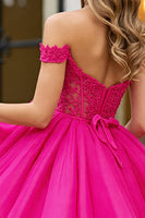 Load image into Gallery viewer, Fuchsia Tulle Corset Off the Shoulder Short Prom Dress