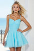 Load image into Gallery viewer, Blue Tulle A Line Short Prom Dress with Bow