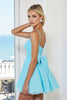 Load image into Gallery viewer, Blue Tulle A Line Short Prom Dress with Bow