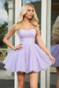 Load image into Gallery viewer, Lilac A Line Tulle Strapless Short Prom Dress