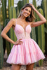 Load image into Gallery viewer, Pink A Line Tulle Short Corset Prom Dress with Lace