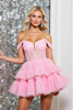 Load image into Gallery viewer, Corset Pink Tulle A Line Short Prom Dress with Appliques