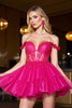 Load image into Gallery viewer, Fuchsia Corset A Line Tulle Short Prom Dress with Lace