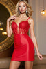 Load image into Gallery viewer, Red Corset Bodycon Short Satin Prom Dress with Appliques
