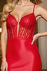 Load image into Gallery viewer, Red Corset Bodycon Short Satin Prom Dress with Appliques