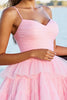 Load image into Gallery viewer, Pink A Line Tulle Tiered Short Prom Dress