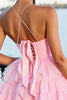 Load image into Gallery viewer, Pink A Line Tulle Tiered Short Prom Dress