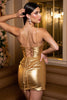 Load image into Gallery viewer, Corset Golden Bodycon Satin Short Prom Dress