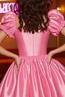 Load image into Gallery viewer, Pink Corset A Line Satin Short Prom Dress