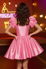Load image into Gallery viewer, Pink Corset A Line Satin Short Prom Dress