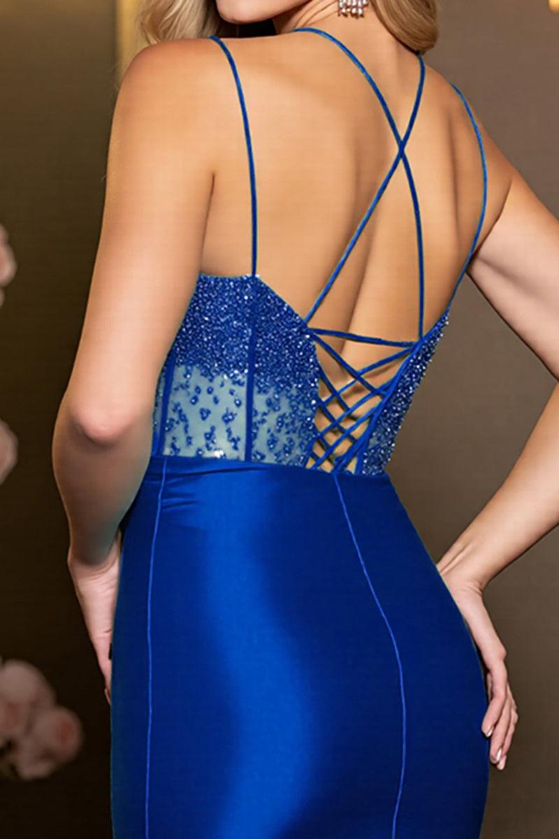 Load image into Gallery viewer, Sparkly Peacock Green Corset Satin Short Prom Dress with Beading