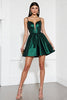 Load image into Gallery viewer, Dark Green Satin Corset A Line Short Prom Dress