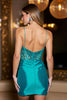 Load image into Gallery viewer, Sparkly Corset Peacock Green Satin Short Prom Dress