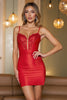 Load image into Gallery viewer, Red Satin Bodycon Corset Short Prom Dress with Appliques