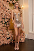 Load image into Gallery viewer, Sparkly Golden Bodycon Sequin Short Prom Dress