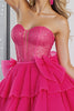 Load image into Gallery viewer, Sparkly Fuchsia Corset A Line Tulle Short Prom Dress with Beading