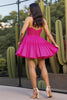 Load image into Gallery viewer, Fuchsia Corset A Line Short Prom Dress with Lace Appliques