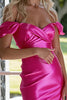 Load image into Gallery viewer, Fuchsia Bodycon Off the Shoulder Short Satin Prom Dress