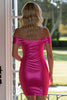 Load image into Gallery viewer, Fuchsia Satin Bodycon Off the Shoulder Short Prom Dress