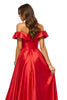 Load image into Gallery viewer, Red Off the Shoulder Satin A Line Maxi Prom Dress with Slit
