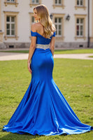 Load image into Gallery viewer, Sparkly Royal Blue Mermaid Maxi Prom Dress with Beading