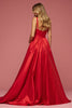 Load image into Gallery viewer, A Line Red Satin Maxi Prom Dress with Slit