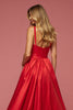 Load image into Gallery viewer, A Line Red Satin Maxi Prom Dress with Slit
