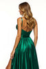 Load image into Gallery viewer, Dark Green A Line V-Neck Satin Maxi Prom Dress with Slit