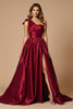 Load image into Gallery viewer, Burgundy A Line Satin One Shoulder Maxi Prom Dress with Slit