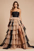 Load image into Gallery viewer, Black and Pink Tulle A Line Maxi Prom Dress with Slit
