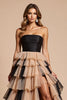 Load image into Gallery viewer, Black and Pink Tulle A Line Maxi Prom Dress with Slit