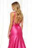 Load image into Gallery viewer, Fuchsia Satin A Line Maxi Prom Dress with Slit
