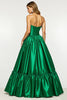 Load image into Gallery viewer, Dark Green A Line Strapless Maxi Satin Prom Dress with Slit