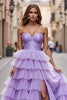 Load image into Gallery viewer, Purple Tulle A Line Maxi Prom Dress with Ruffles