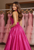Load image into Gallery viewer, Fuchsia A Line Halter Maxi Satin Prom Dress with Slit