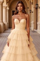 Load image into Gallery viewer, Blush Ball Gown Tulle Maxi Prom Dress with Ruffles